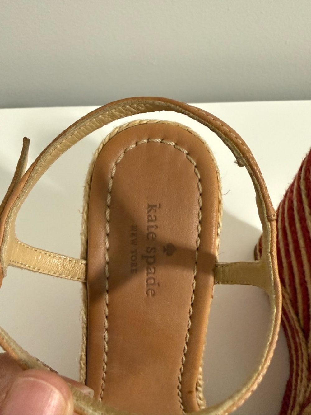 kate spade Tan Wedge Sandals with Red Floral Accents - Picture 5 of 6